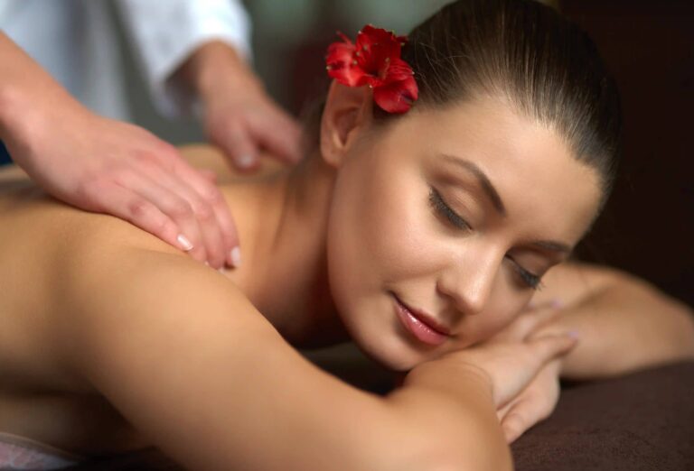 Deep tissue massage focusing on the upper back Deep tissue massage focusing on the upper back